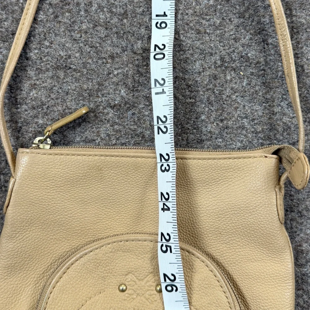 Vintage Stone Mountain Tan Cream Leather Small Crossbody Bag Zip Closure Western - Picture 12 of 12